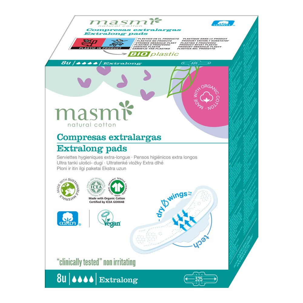 Masmi Natural Cotton ekstradługie i ultracienkie podpaski 8 sztuk 9099585