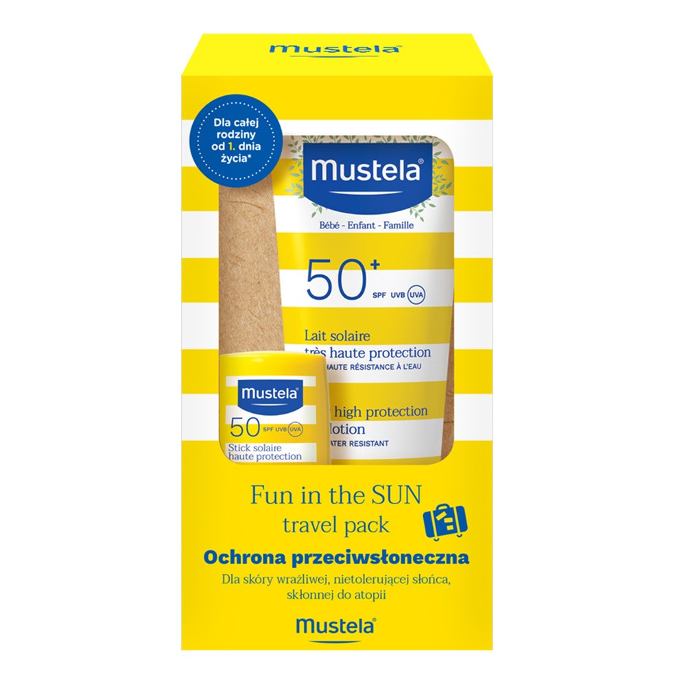 Mustela Sun Fun In The Sun Travel Pack Zestaw: Mleczko przeciwsłoneczne + Sztyft