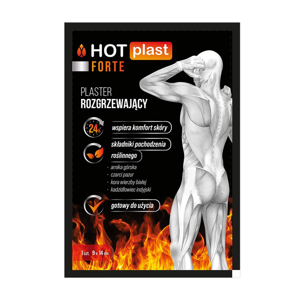 Hot Plast Forte, plaster rozgrzewający, 9 cm x 14 cm, 1 sztuka