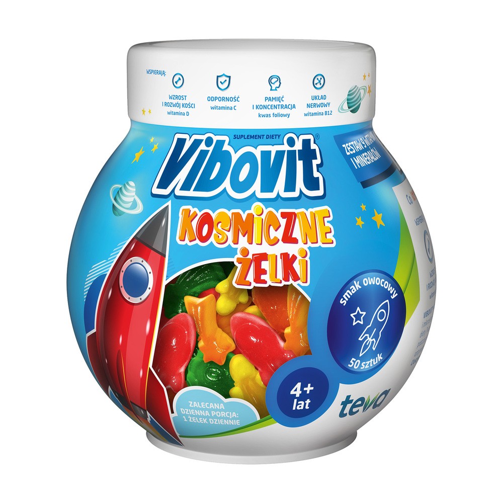 Vibovit Kosmiczne Żelki, powyżej 4 lat, smak owocowy, 50 sztuk