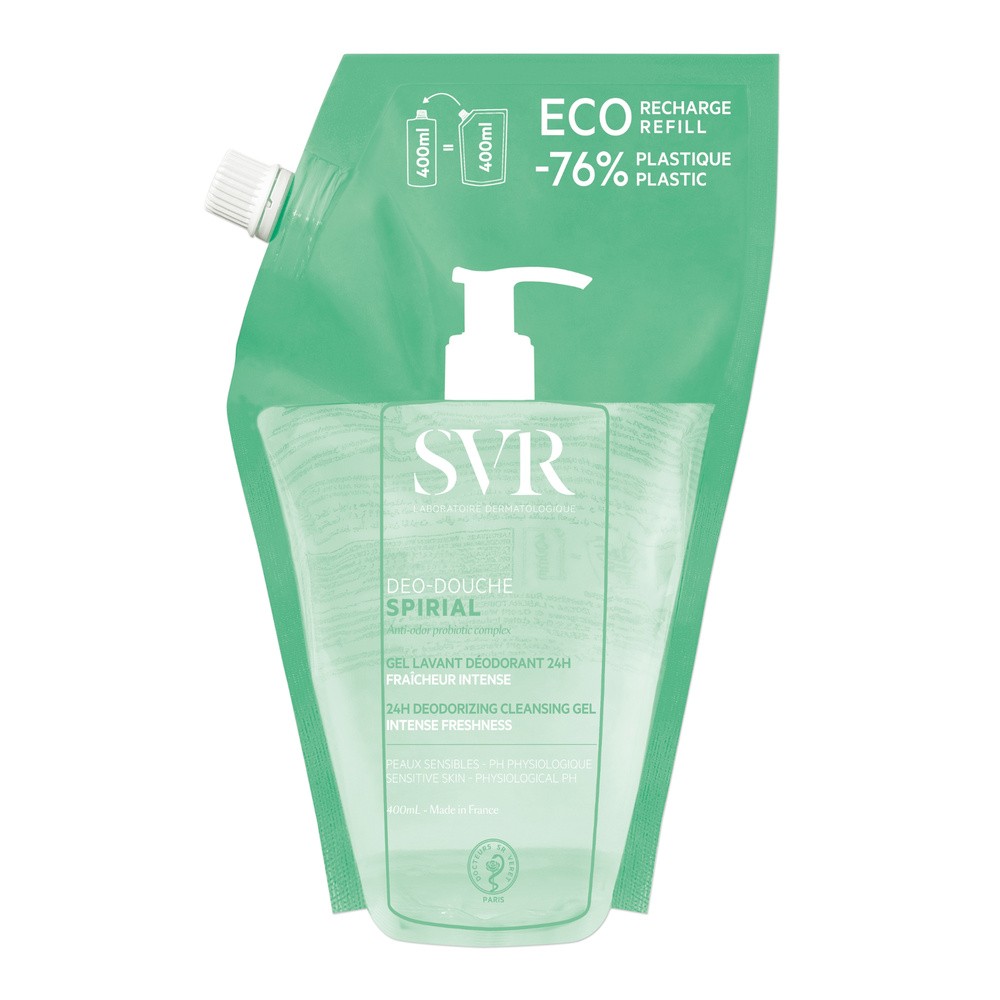 SVR Spirial Deo-Douche, dezodorujący żel do mycia ciała, zapas, 400 ml