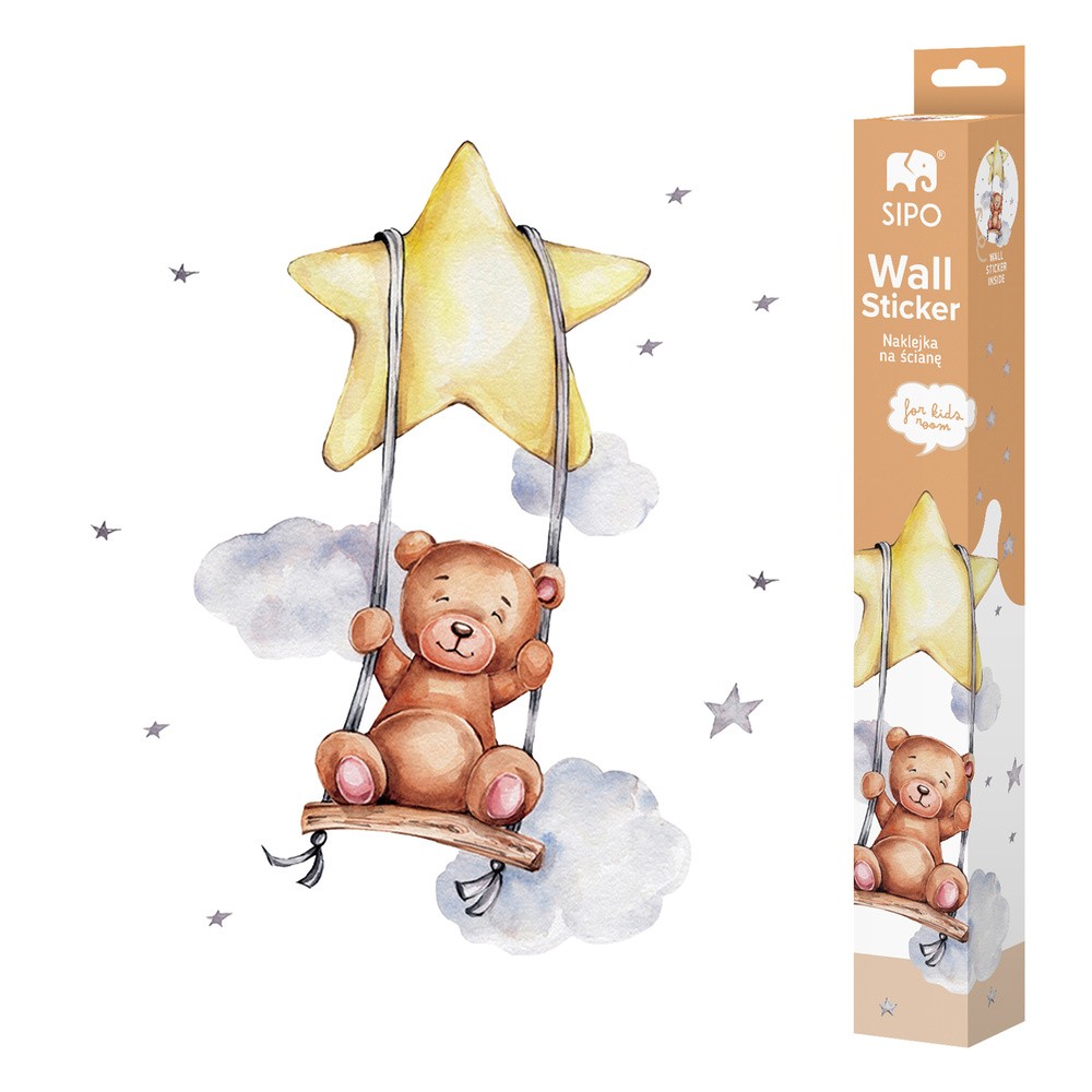 Naklejki na ścianę SIPO Miś na huśtawce WS63034