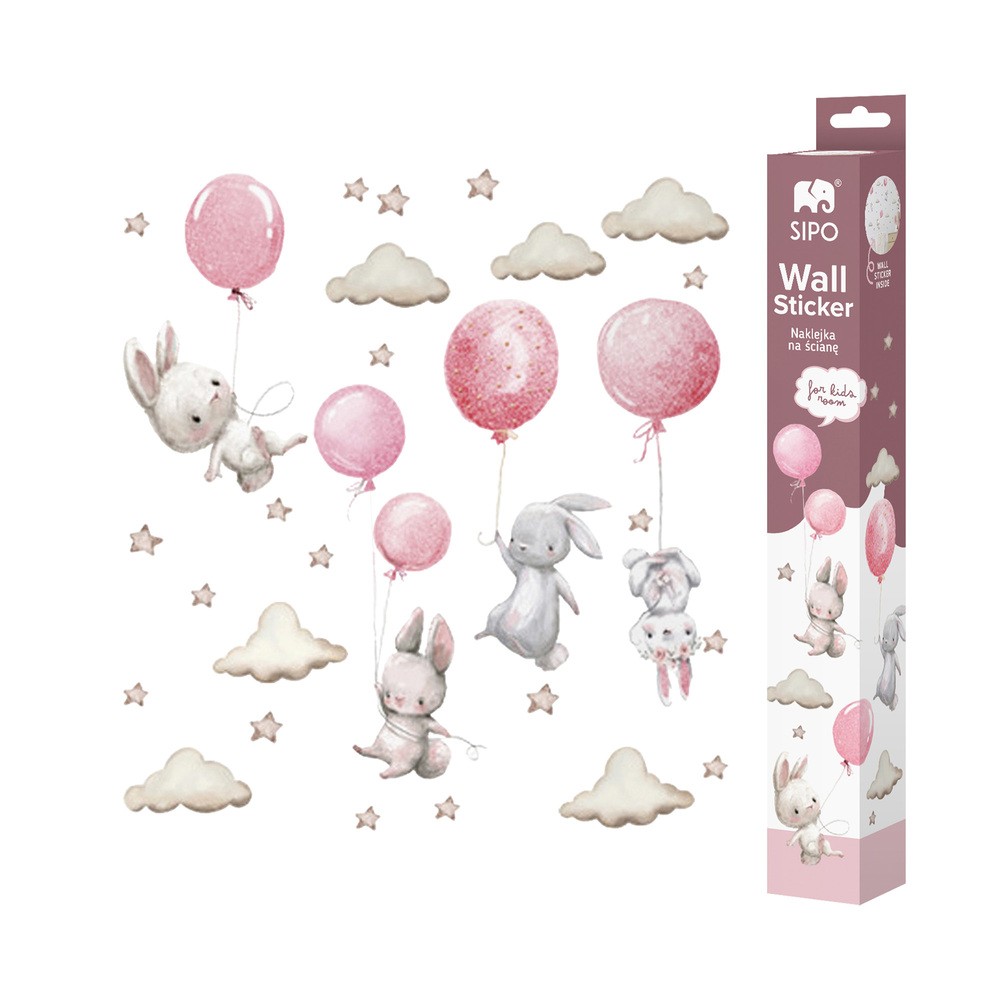 Naklejki na ścianę SIPO Króliki z balonami WS63028