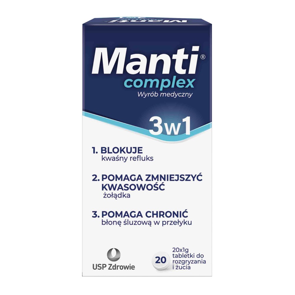 Manti Complex Wyrób medyczny tabletki do rozgryzania i żucia 3w1 20 x 1 g
