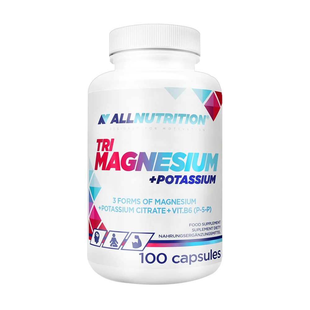 Allnutrition Tri Magnesium + Potassium, magnez + potas + witamina B6, 100 kapsułek