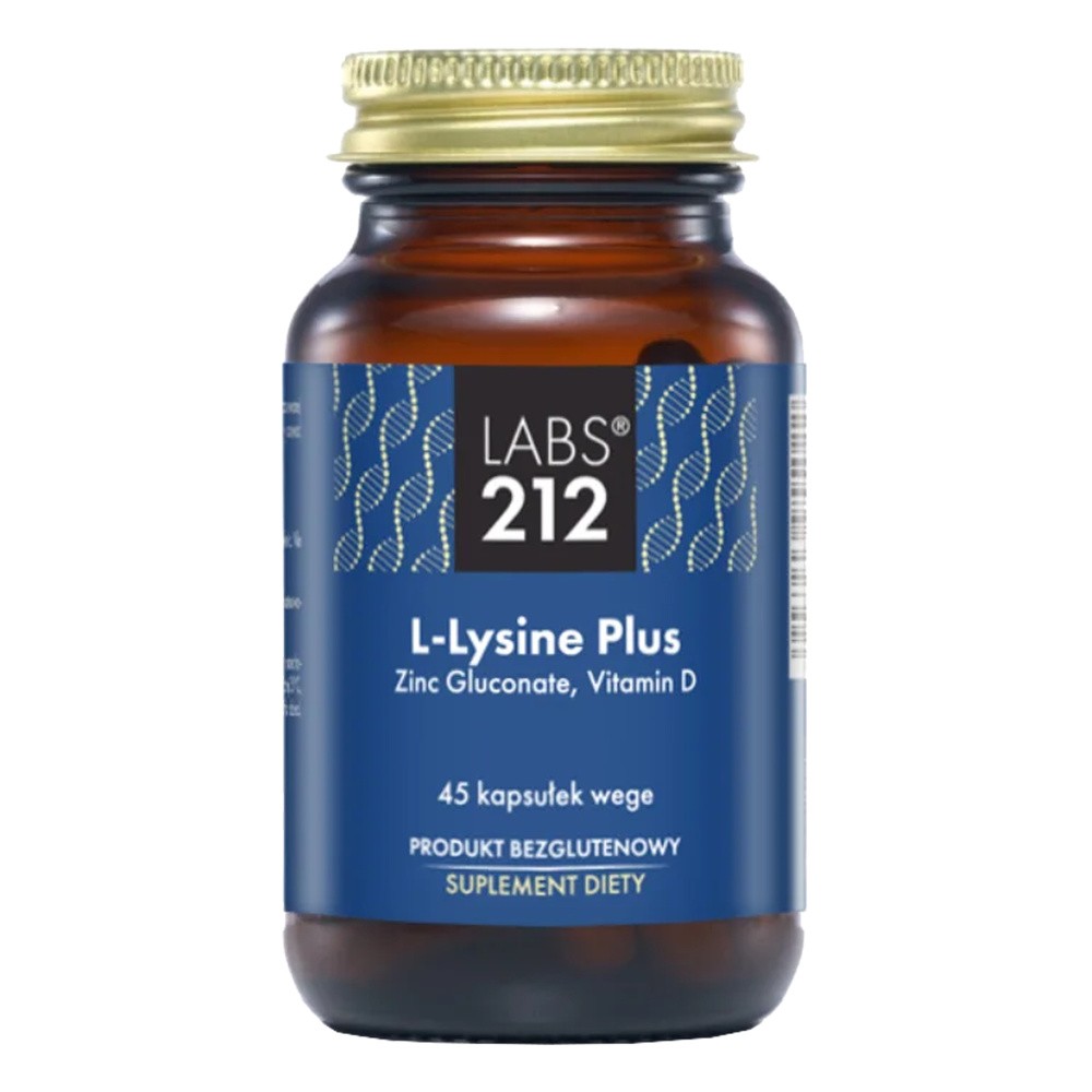 LABS212 LABS212 L-Lysine PLUS (Lizyna z Cynkiem, Witaminami C i D) 45 Kapsułek weetariańskich