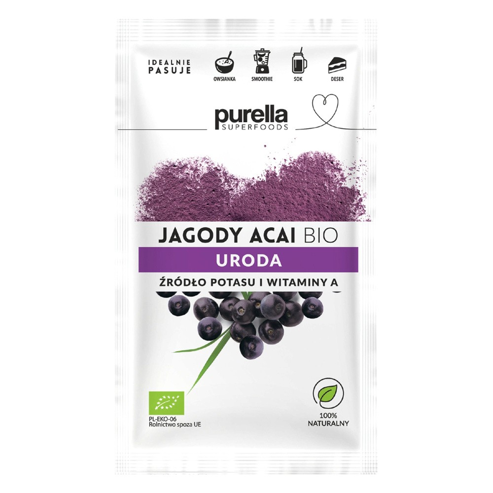 Purella Superfoods Jagody Acai BIO. Odchudzanie. Potas + Witamina A 21g