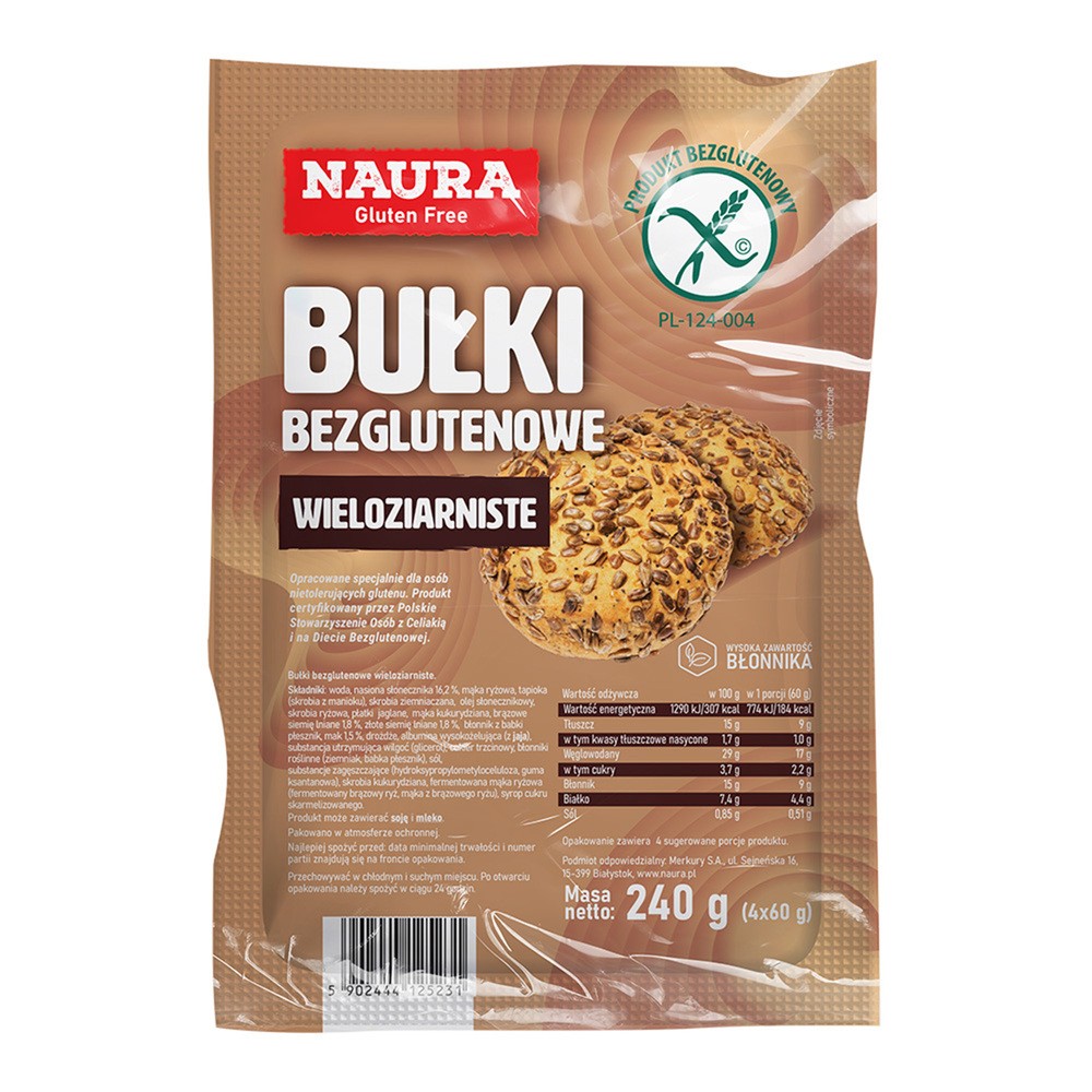 Bułki bezglutenowe wieloziarniste 240 g Naura