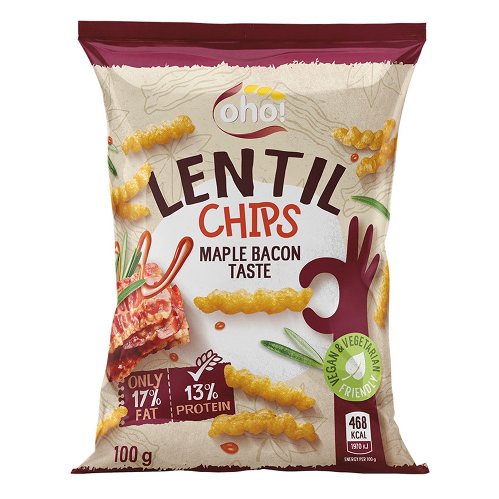 Naujasis Nevezis Chipsy z czerwonej soczewicy o smaku bekonu 100 g