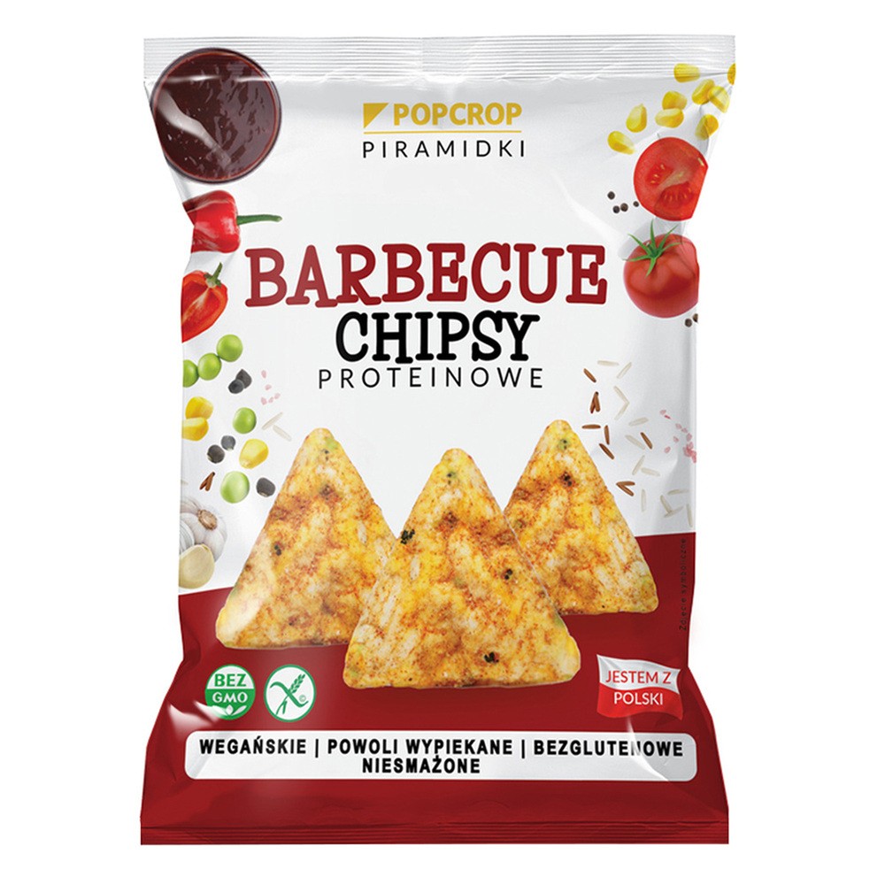 Popcrop Chrupki piramidki proteinowe o smaku barbecue bezglutenowe 60 g