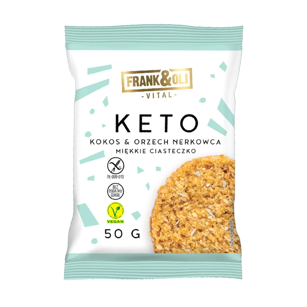 Frank & Oli Ciastko Keto Kokos i Orzech Nerkowca Wegańskie bezglutenowe 50g - Frank&Oli
