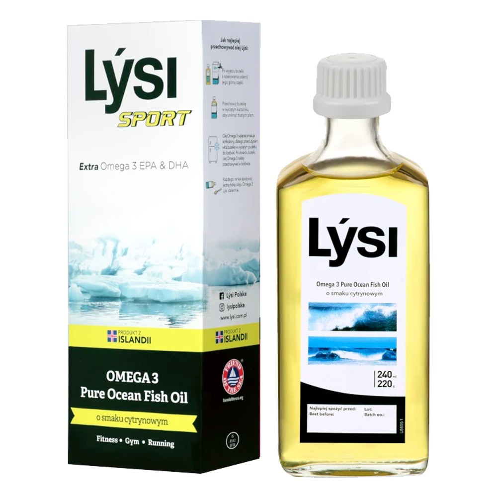 Lysi Sport Omega 3 Pure Ocean Fish Oil, smak cytrynowy, 240 ml