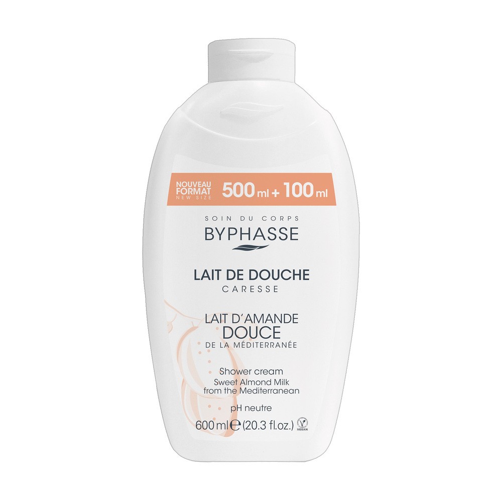Byphasse Caresse, krem pod prysznic, słodkie mleko migdałowe, 600 ml