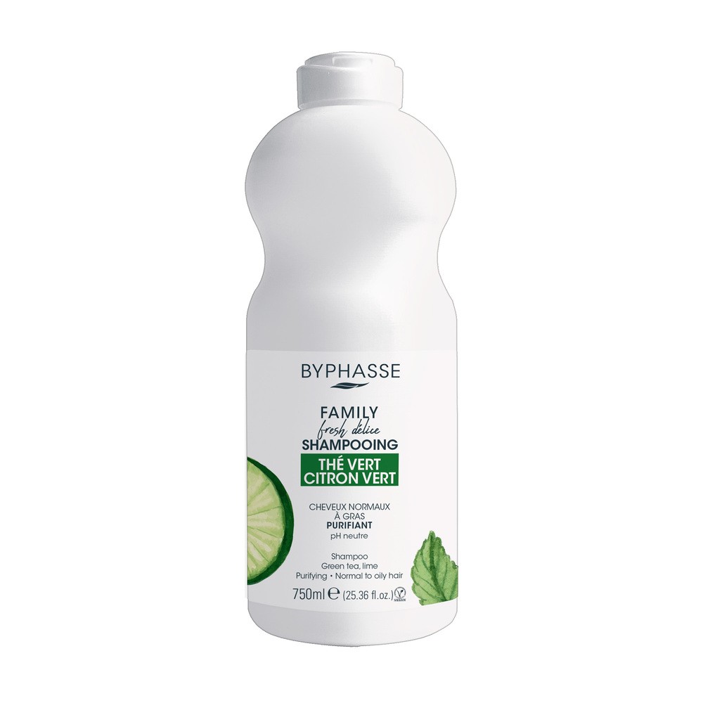 Byphasse Family Fresh Delice szampon z limonką i zieloną herbatą do włosów normalnych i przetłuszczających się 750 ml (8436097095452)