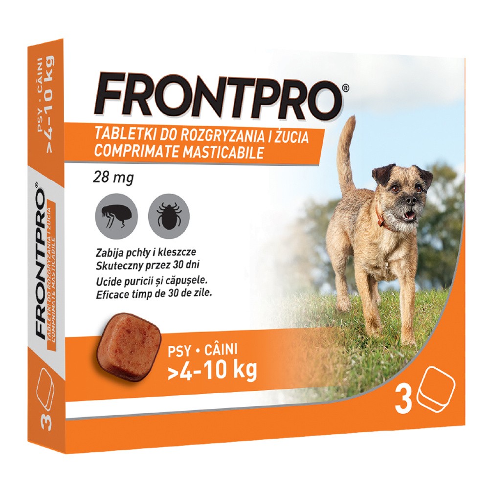 Opinie o  FRONTPRO M(4-10kg) 28mg x3tab.-tabletki na pchły i kleszcze