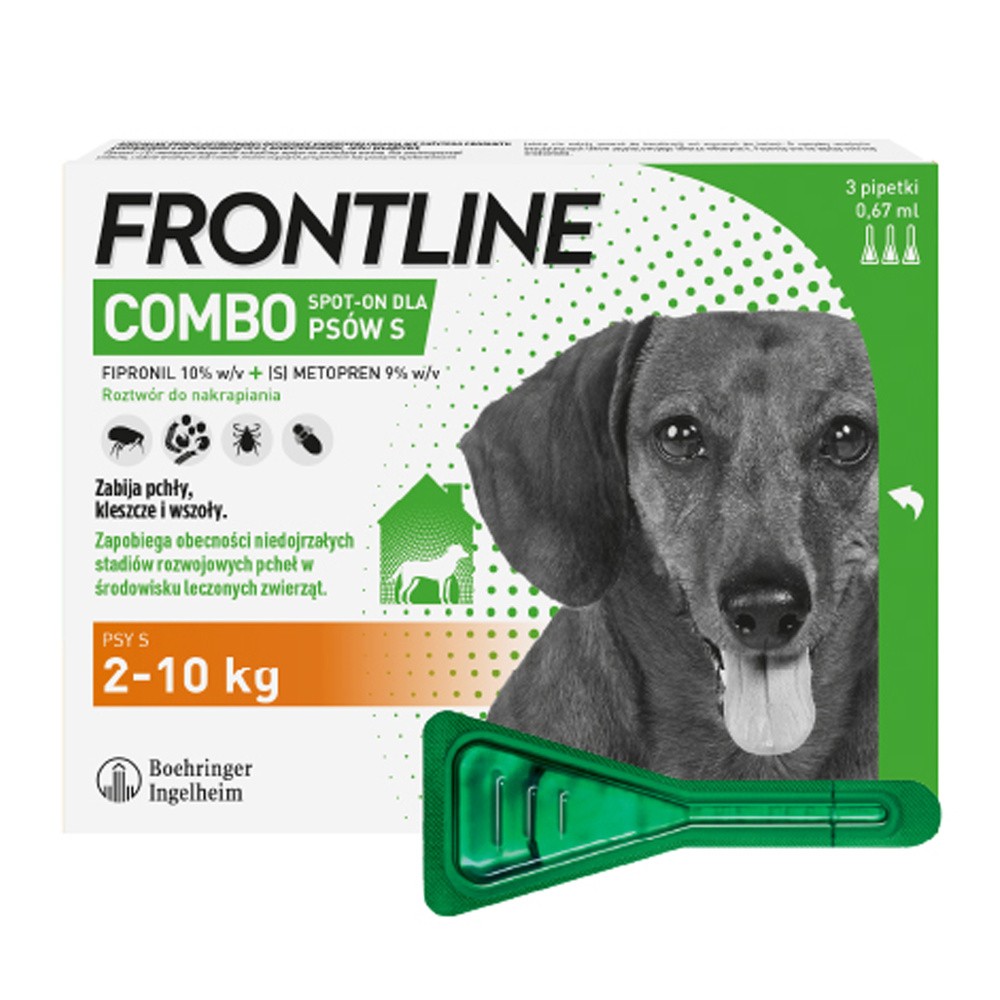 Frontline Combo Spot-on dla psów - S: 2-10 kg (3 pipety x 0,67 ml)