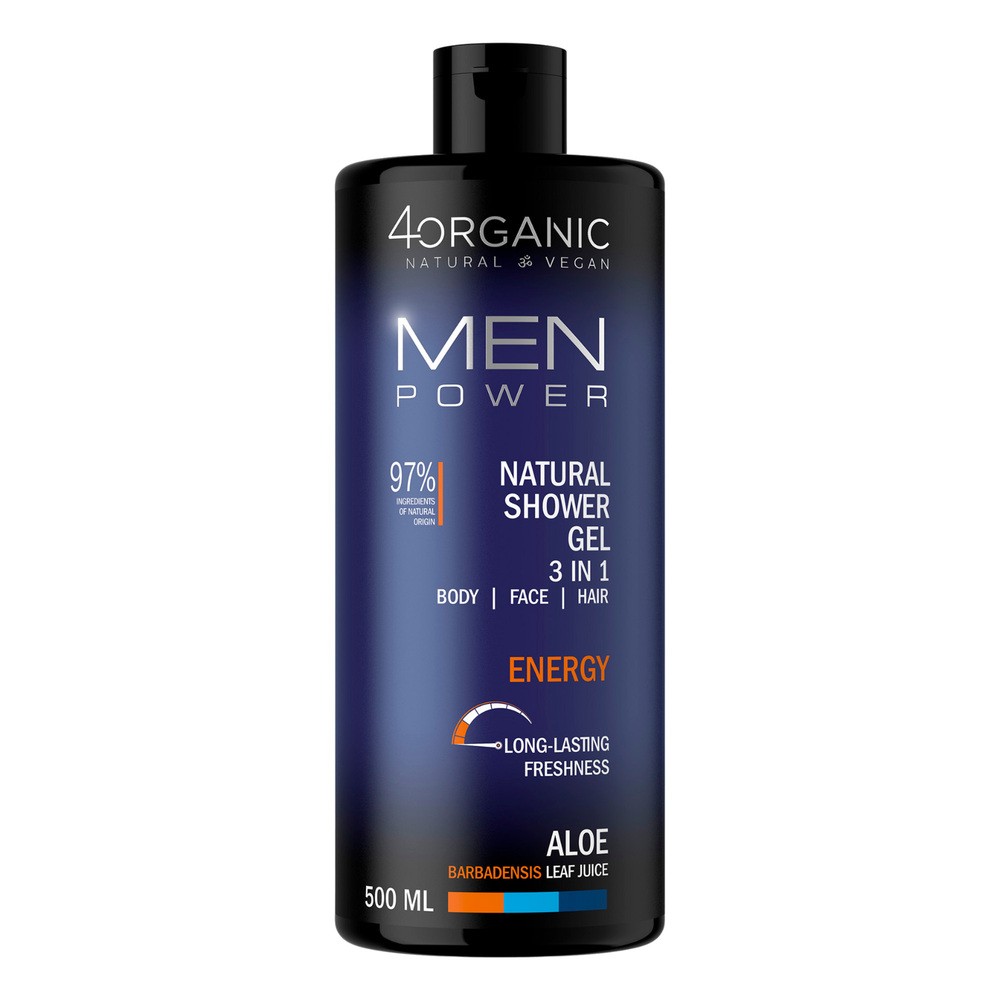 4organic Men Power naturalny żel pod prysznic 3w1 Energy 500ml