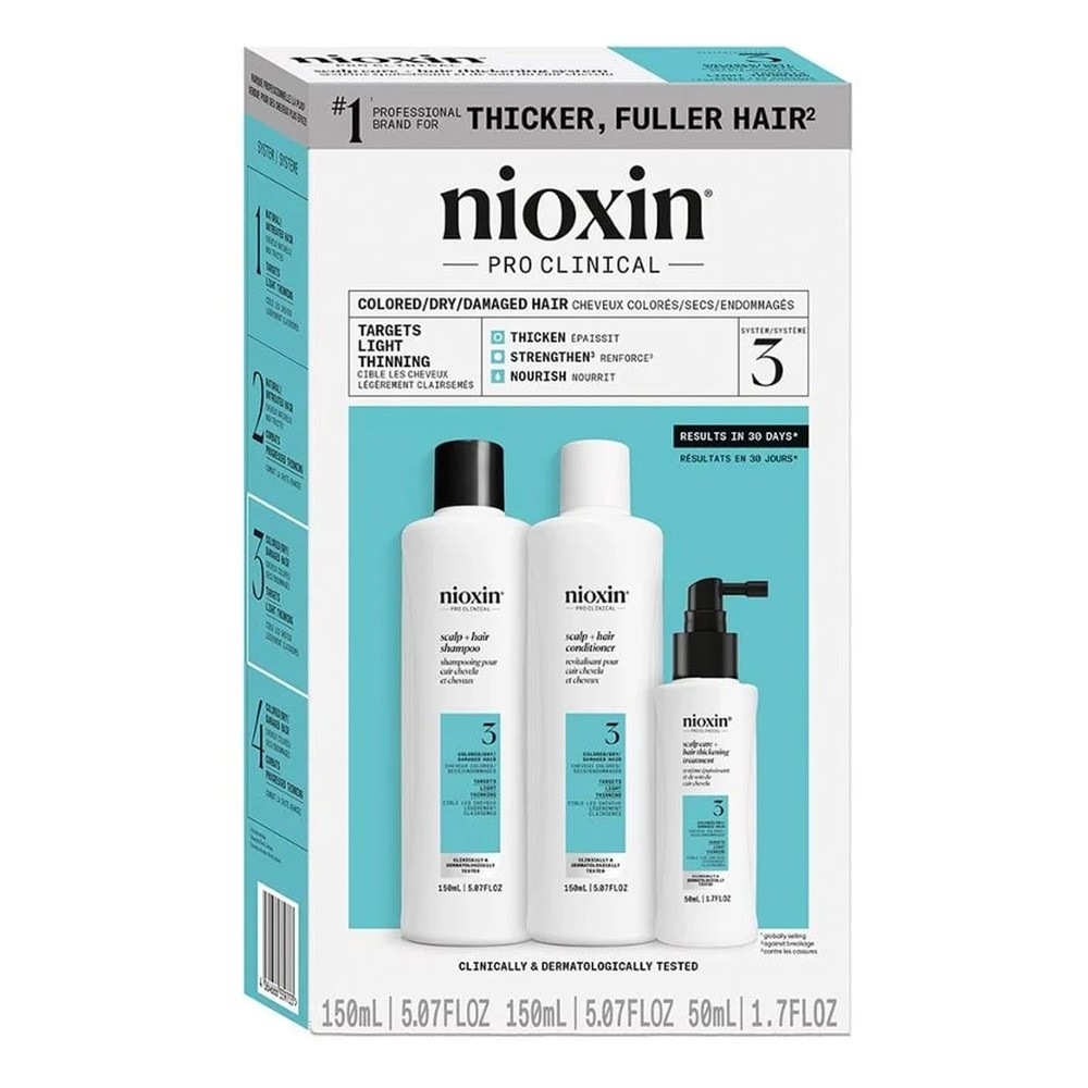 Nioxin System 3, Zestaw oczyszczający do włosów farbowanych, lekko przerzedzonych