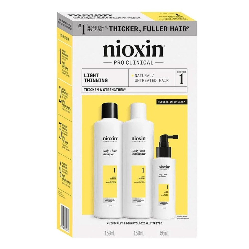 Nioxin System 1, Zestaw oczyszczający do włosów naturalnych, lekko przerzedzonych