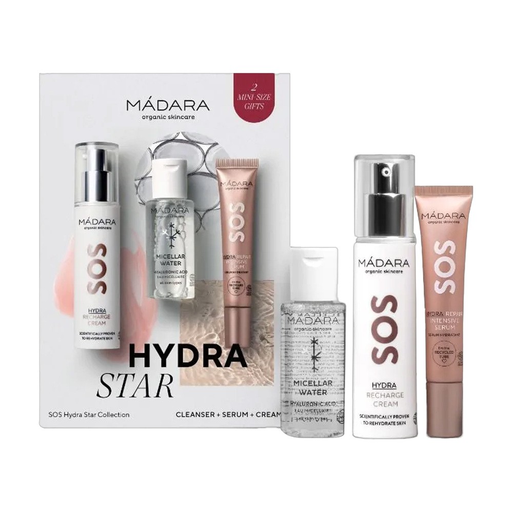 Zestaw SOS Sensitive Hydra Star Collection, woda micelarna, 50 ml+ serum regenerujące, 15 ml + krem intensywnie nawilżający, 50 ml