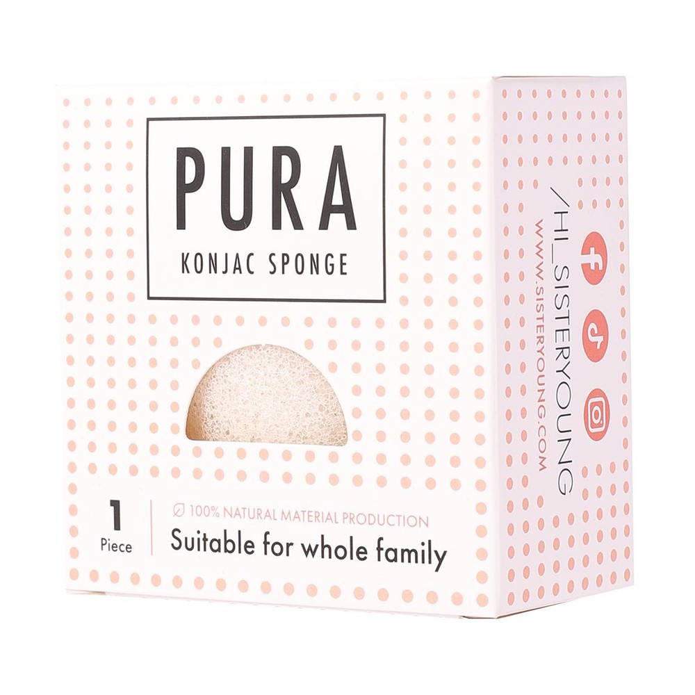SISTER YOUNG PURA NATURALNA GĄBKA KONJAC DO MYCIA TWARZY WHITE