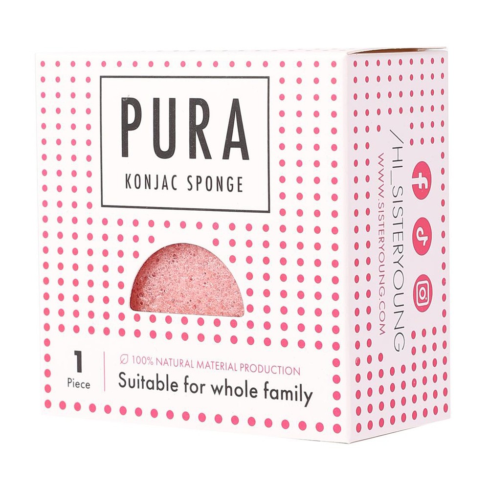 SISTER YOUNG PURA NATURALNA GĄBKA KONJAC DO MYCIA TWARZY PINK
