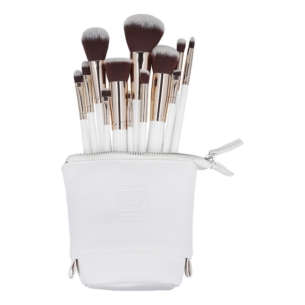 Ilū Basic, Zestaw 12 Pędzli Do Makijażu + Etui, Biały