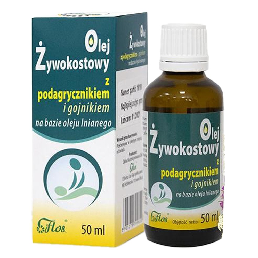 Olej żywokostowy z podagrycznikiem i gojnikiem 50ml FLOS