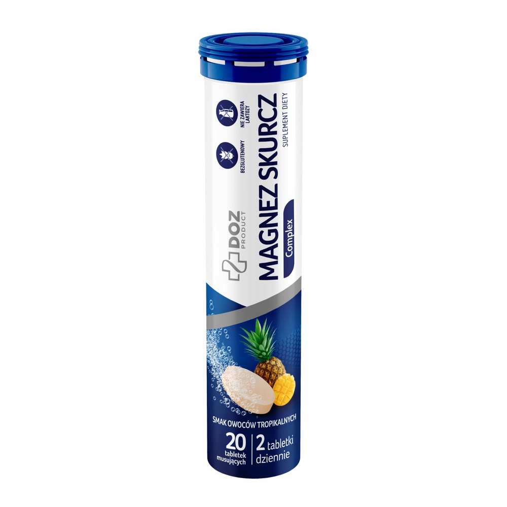 DOZ Product Magnez Skurcz Complex, tabletki musujące, smak owoce tropikalne, 20 szt.
