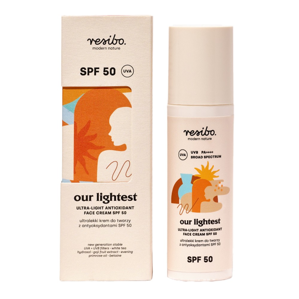 Resibo Our Lightest ultralekki krem do twarzy z antyoksydantami SPF50, 50 ml