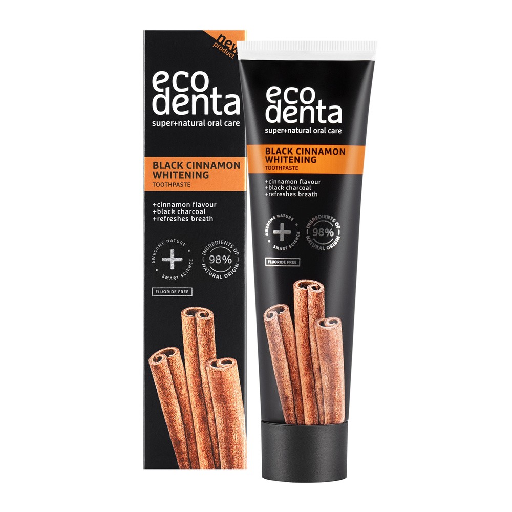 Pasta do zębów ECODENTA Cynamon 100 ml Czarny