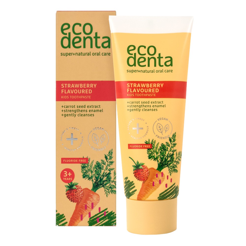 BIOK Laboratorija Ecodenta Pasta Do Zębów Dla Dzieci O smaku poziomki Z ekstraktem marchwi Bioaktywnym wapniem 75ml
