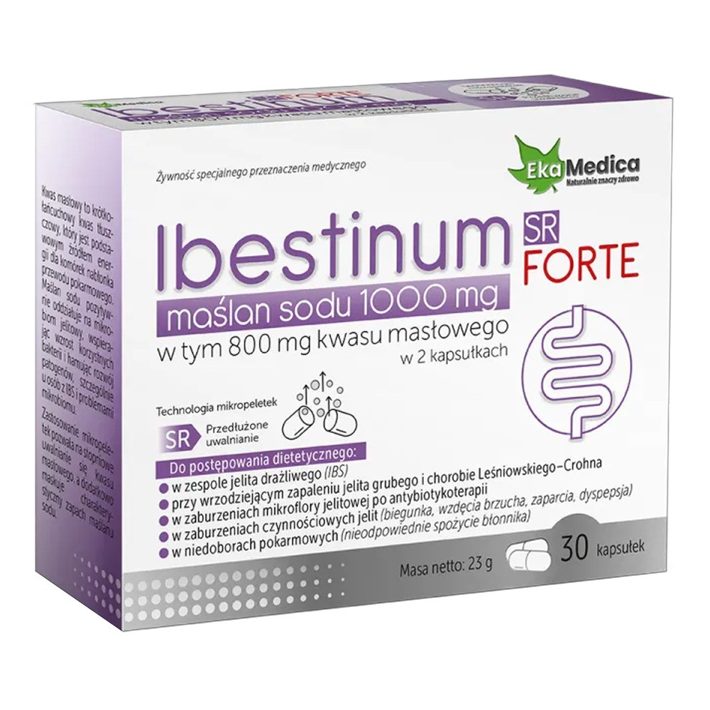 Ekamedica Maślan Sodu 1000 mg Ibestinum Forte SR Kapsułki, 30 szt.