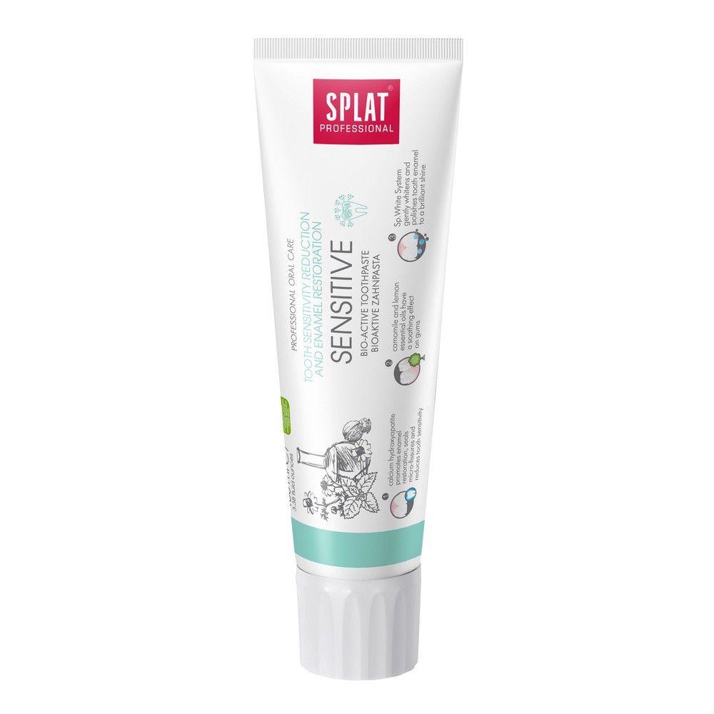 SPLAT Professional SENSITIVE 100ml - bio-aktywna pasta wybielająca do zębów wzmacniająca szkliwo i łagodząca objawy nadwrażliwości zębowej