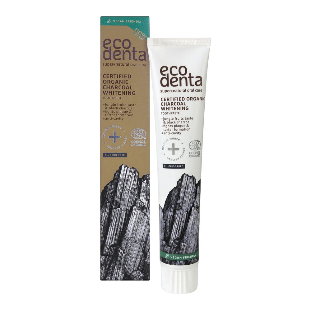 Ecodenta Certyfikowana organiczna węglowa pasta do zębów,Wybielająca z owocami dżungli, 75 ml
