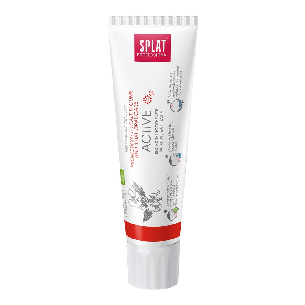 SPLAT Professional ACTIVE 100ml - pasta do zębów z witaminą A+E dla kompleksowej pielęgnacji jamy ustnej oraz dla zdrowych dziąseł