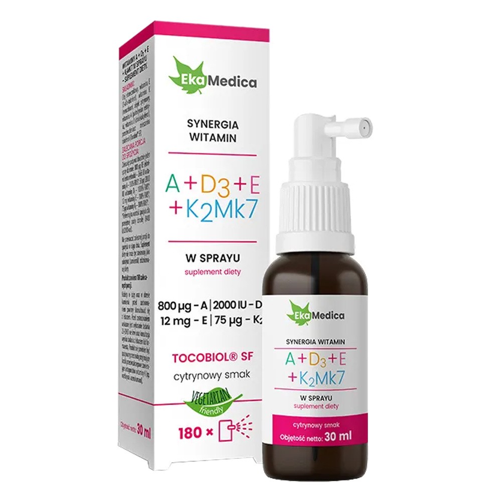 EkaMedica Synergia witamin A + D3 + E + K2MK7, spray, 30 ml