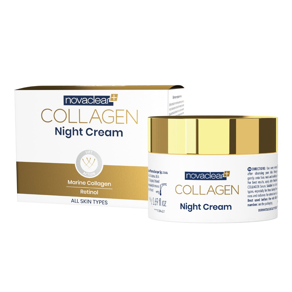 Equalan Novaclear+ Collagen ujędrniająco wygładzający krem na noc 50 ml