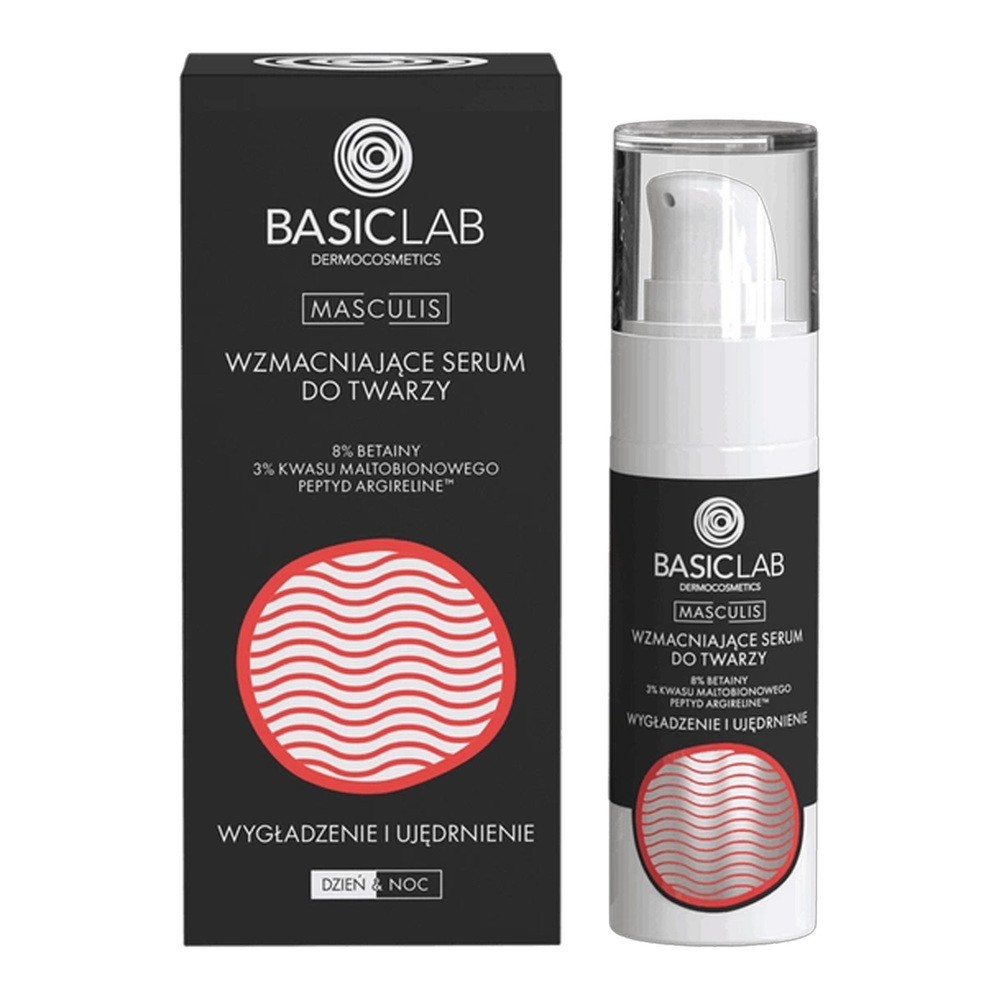 BasicLab, Wzmacniające Serum do twarzy dla mężczyzn | Pojemność: 30 ml