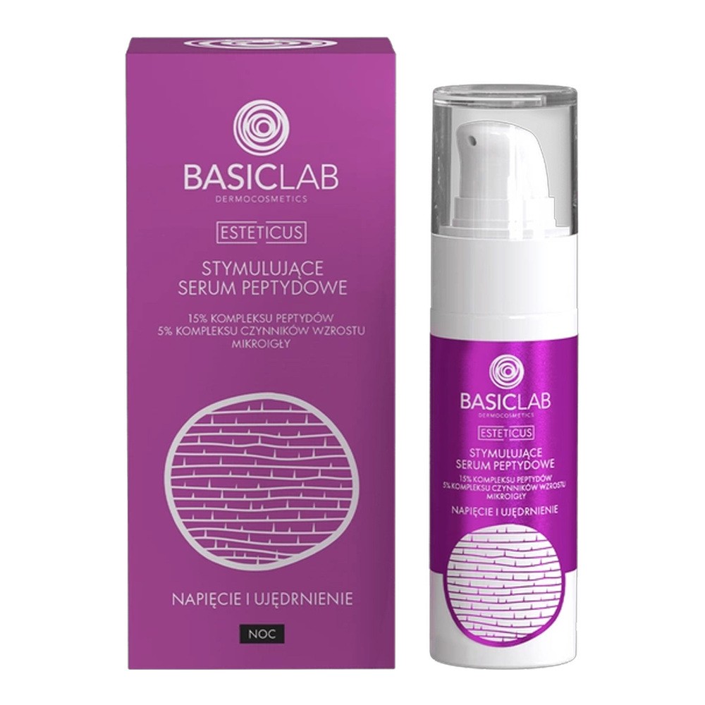 BasicLab Esteticus 15% Kompleksu Peptydów Stymulujące serum do twarzy na noc, 15 ml