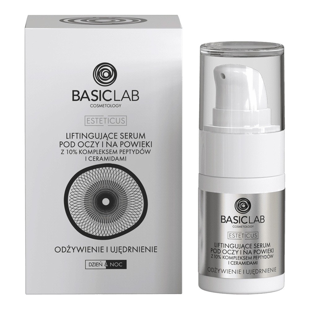 BasicLab Basiclab Esteticus Liftingujące serum pod oczy i na powieki z 10% kompleksem peptydów i ceramidami 15 ml