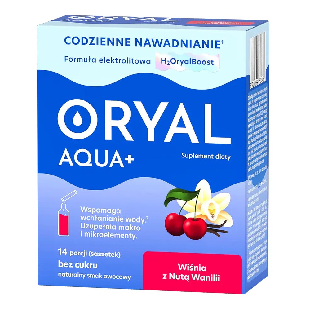 Oryal Aqua+ Wiśnia z Nutą Wanilii, bez cukru, 14 saszetek