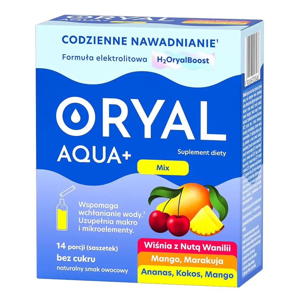 Oryal Aqua+ Mix smaków, bez cukru, 14 saszetek