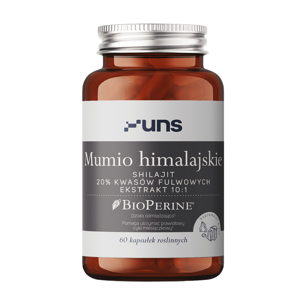 UNS Mumio Himalajskie Shilajit 20% Kwasów Fulwowych Ekstrakt 10:1 60vegcaps