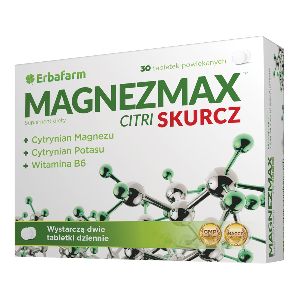ERBAFARM NATURALE SP. Z O.O. Magnezmax citri skurcz 30 tabletek powlekanych 3725241