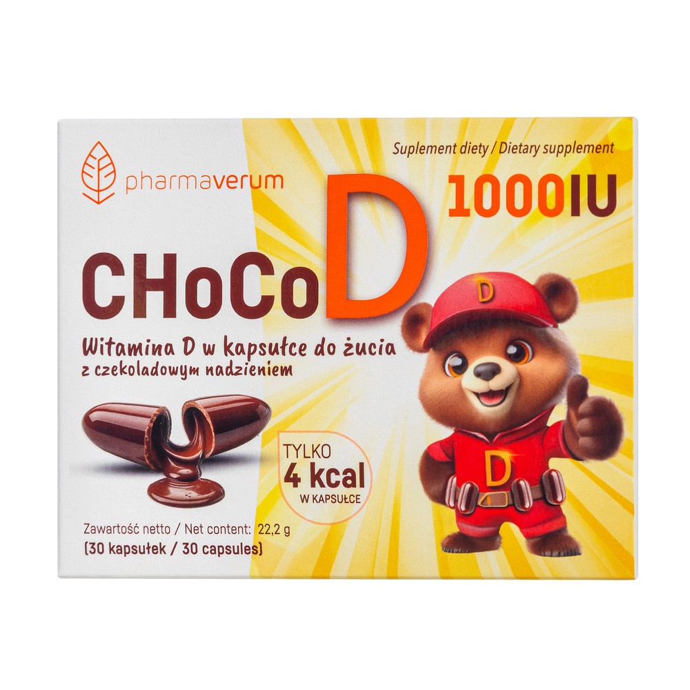 ChocoD, witamina D dla dzieci od 4 roku życia, 30 kapsułek