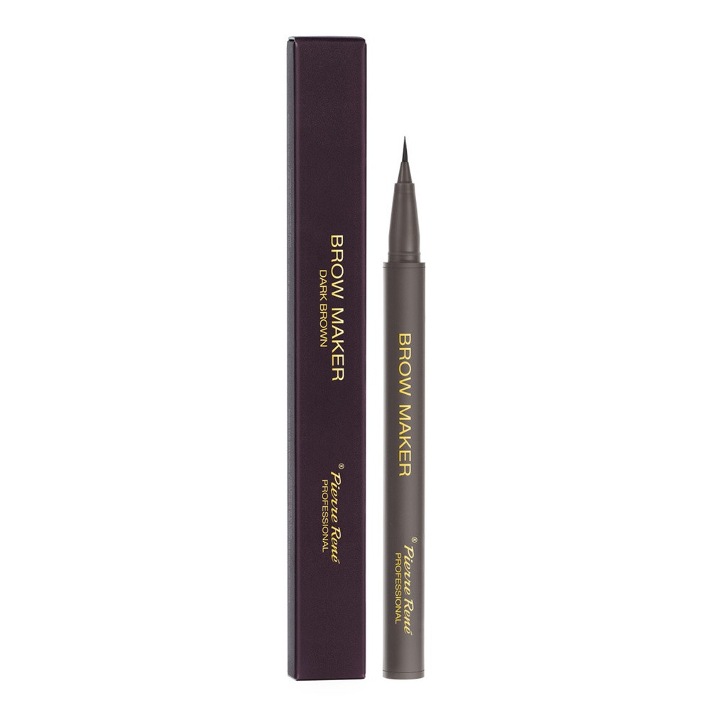 Pierre René - BROW MAKER - Pisak do brwi w pędzelku - DARK BROWN
