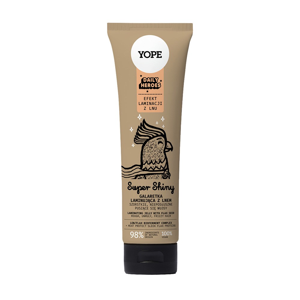 Yope Daily Heroes Super Shiny, galaretka laminująca do włosów z lnem, 140 ml