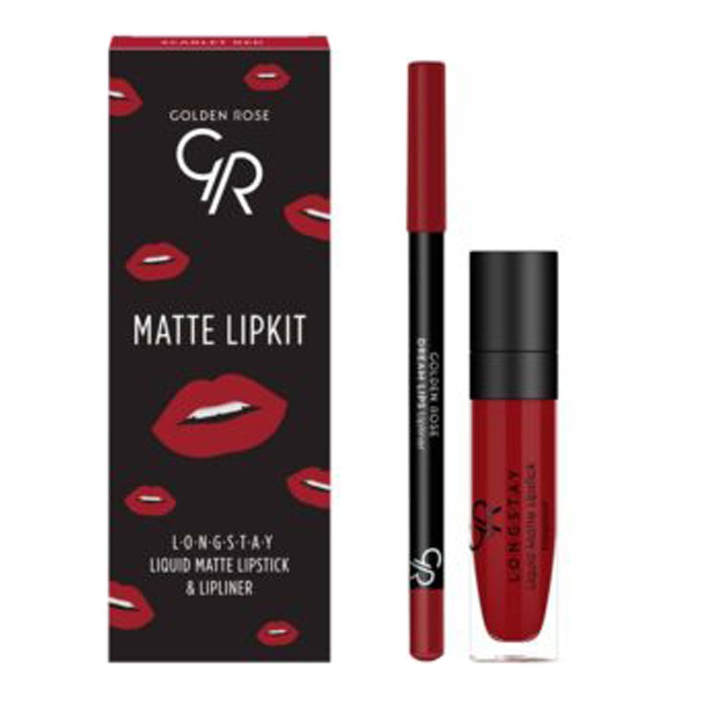 Golden Rose Matte Lipkit Zastaw do Ust Scarlet Red R-MLK-SCR
