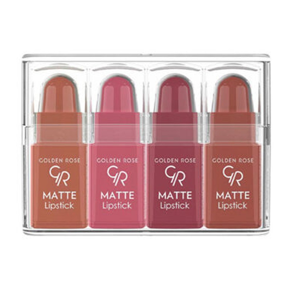 Golden Rose ZESTAW 4 MATOWYCH MINI POMADEK DO UST 01
